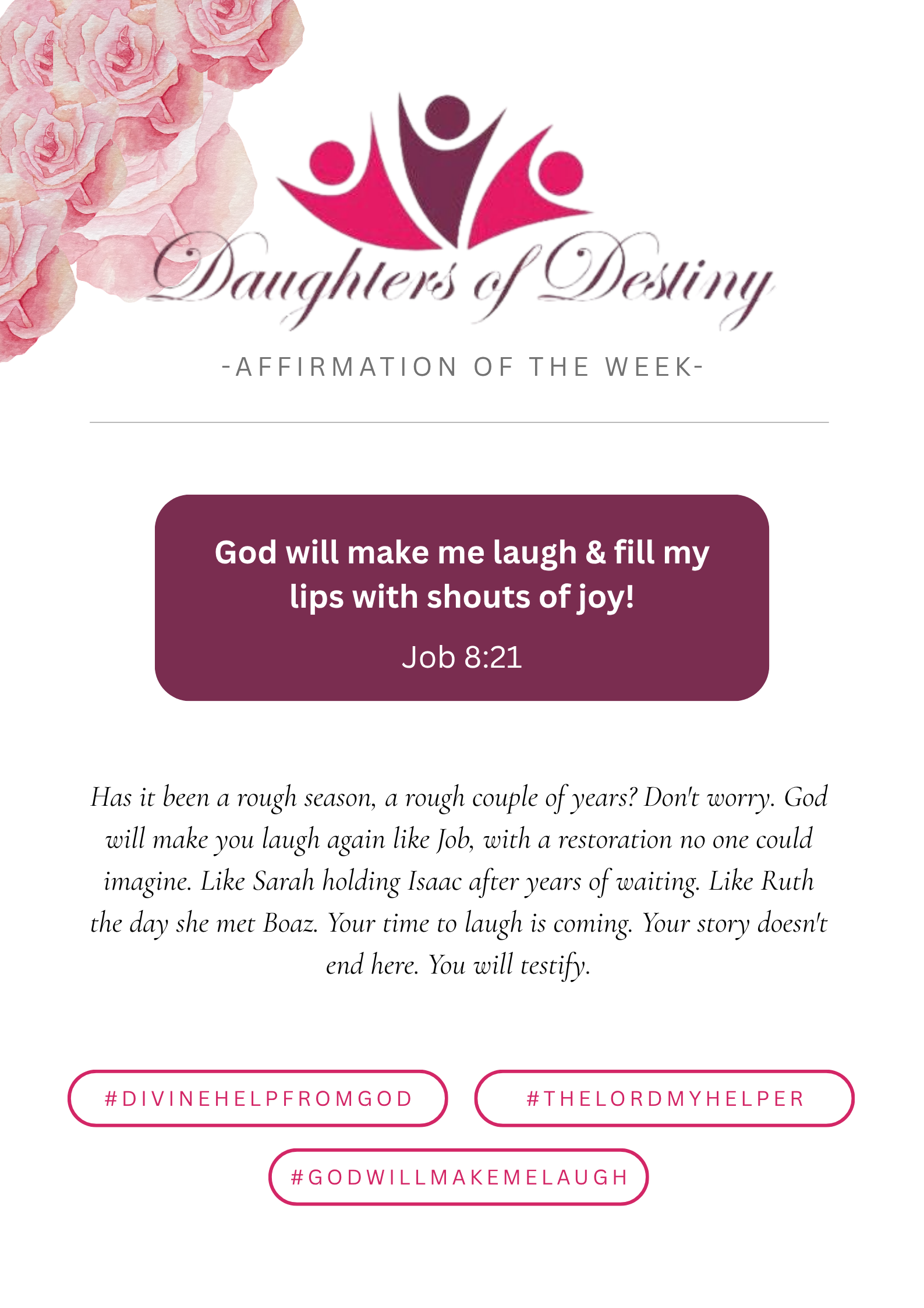 Daughters of Destiny affirmation of the week quote graphic