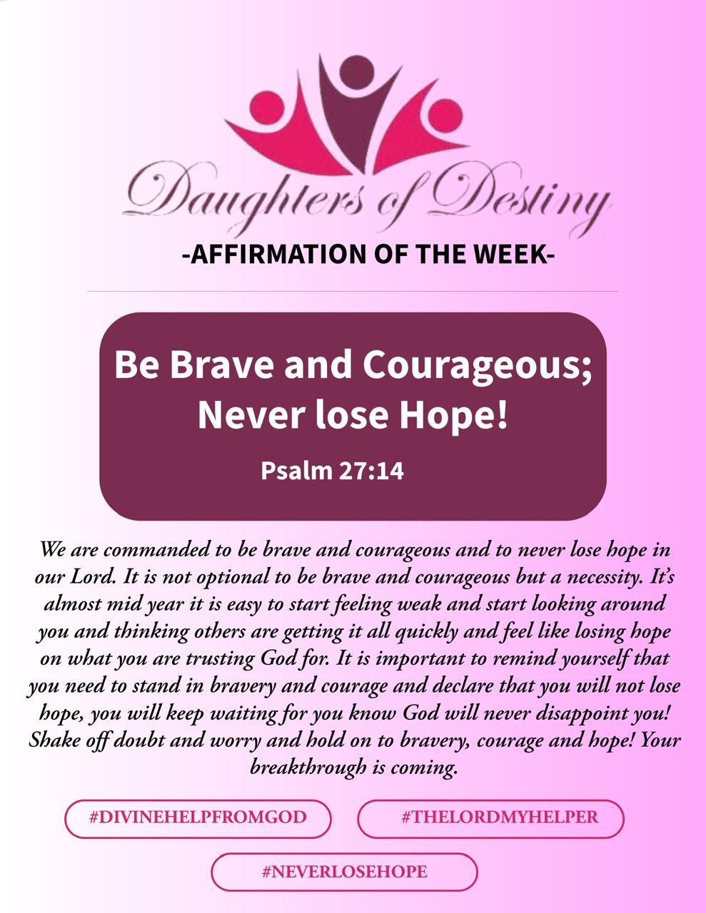 Daughters of Destiny affirmation of the week quote graphic