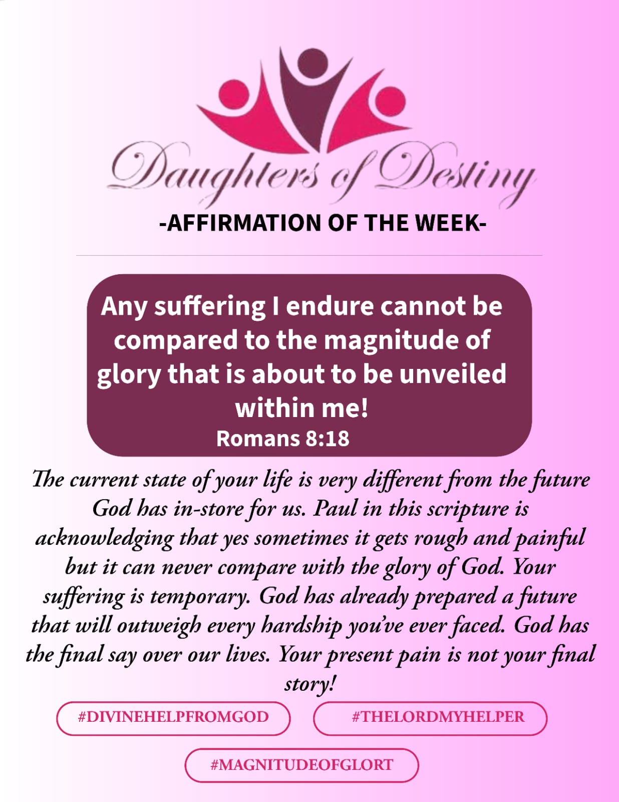 Daughters of Destiny affirmation of the week quote graphic